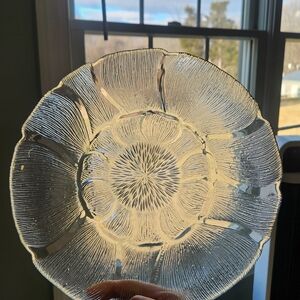 Vintage Fleur Flower Clear Glass Plate